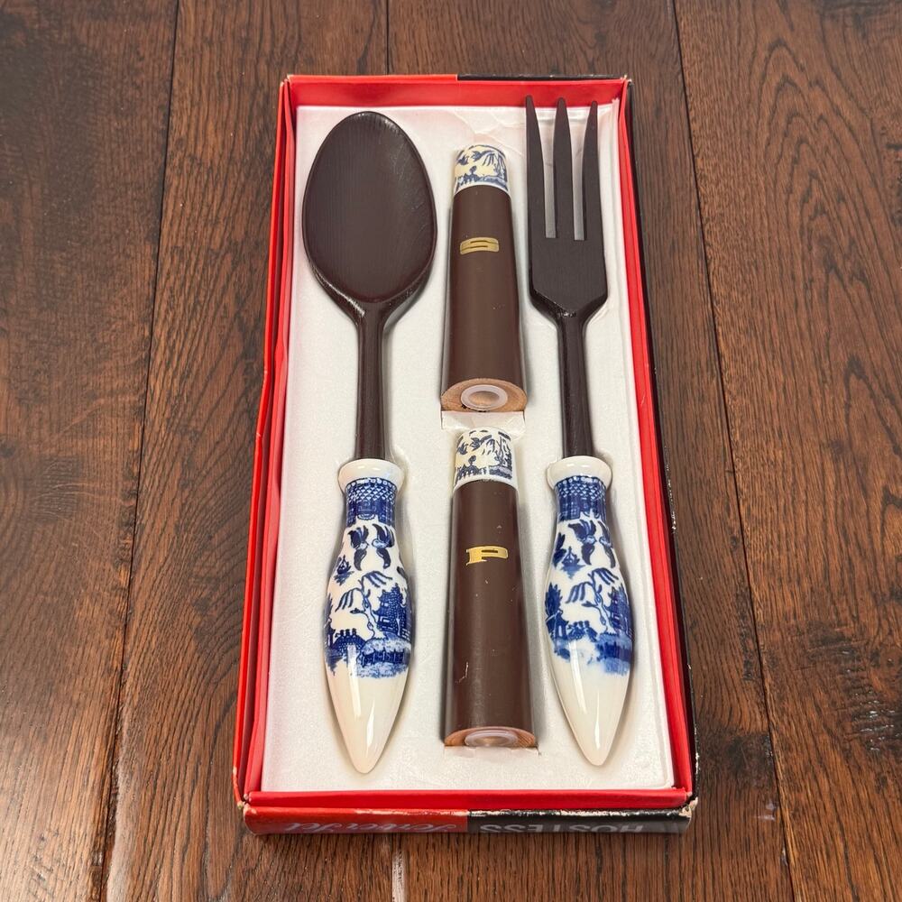 Vintage Blue Willow Hostess Server Set | 1950s 4 Piece China Serving Set